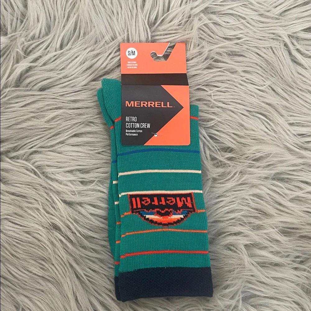 Merrell Retro Crew Socks - Bold Orange‎ and Green bundle